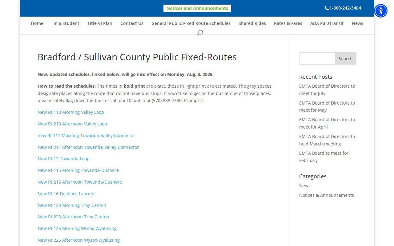 Bradford County release transportation route information