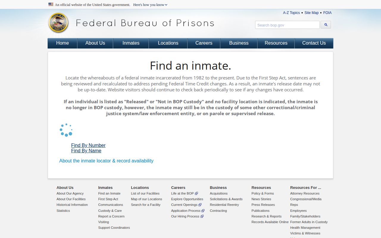 Federal BOP search for Bradford County released inmates