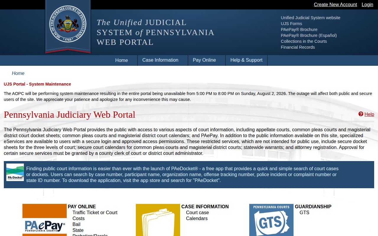 Bradford County criminal release record search in UJS
